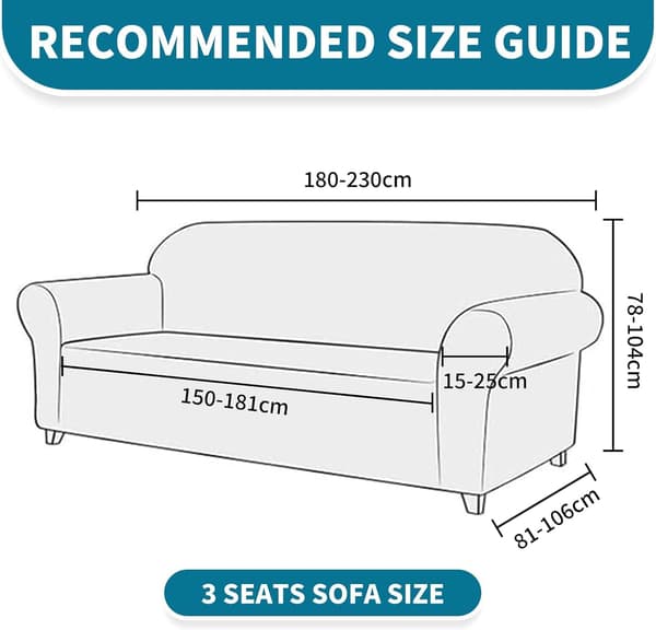 Fløyelssofaovertrekk 3-seter, Tøyelig sofaovertrekk, Universalt sofaovertrekk, Grå