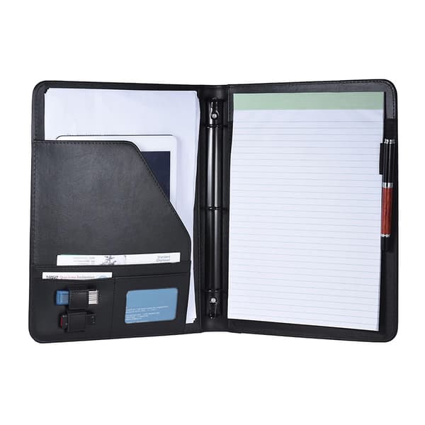 Professionel Forretningsportefølje Padfolio Mappe Dokumentmappe Organizer A4 PU Læder med Virksomhed