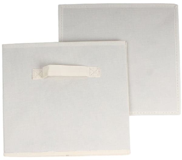 Hvid non-woven opbevaringsboks 27 x 27 x 28 cm - Sæt med 2