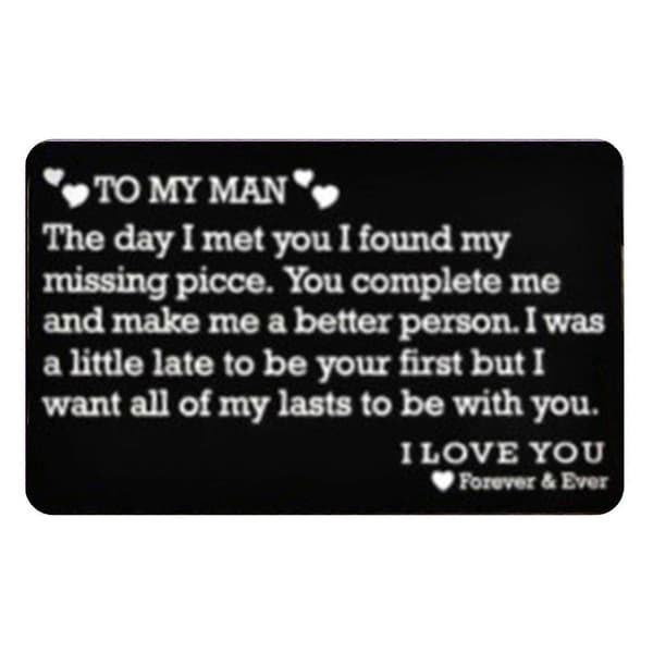Metal Wallet Insert Card, Anniversary Gift for Husband, Boyfriend