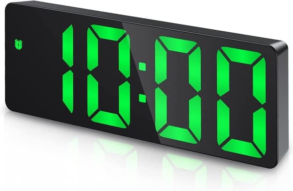 Latest Digital Alarm Clock, LED Clock for Bedroom, Electronic Desk Clock with Temperature Display, Adjustable Brightness, Voice Control