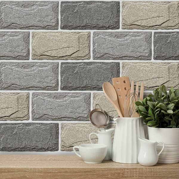 Wall Tile Stickers, Self-Adhesive Waterproof Wall Tile Transfers, DIY 3D Tile Stickers for Bathroom Home Decor