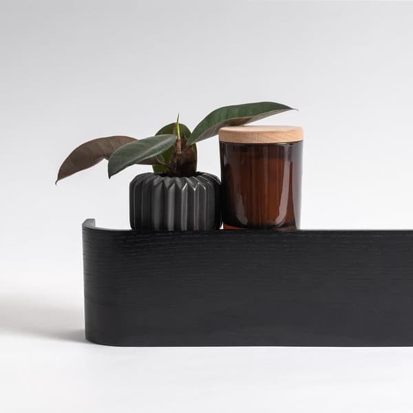 Wall Shelf - Coat Rack with Hooks - Clothes Hanger - Storage Shelf - Hidden Hooks - Wood - Black