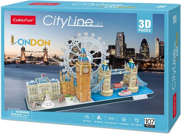 3D-pussel, byggsats för Londons silhuett, 107 delar