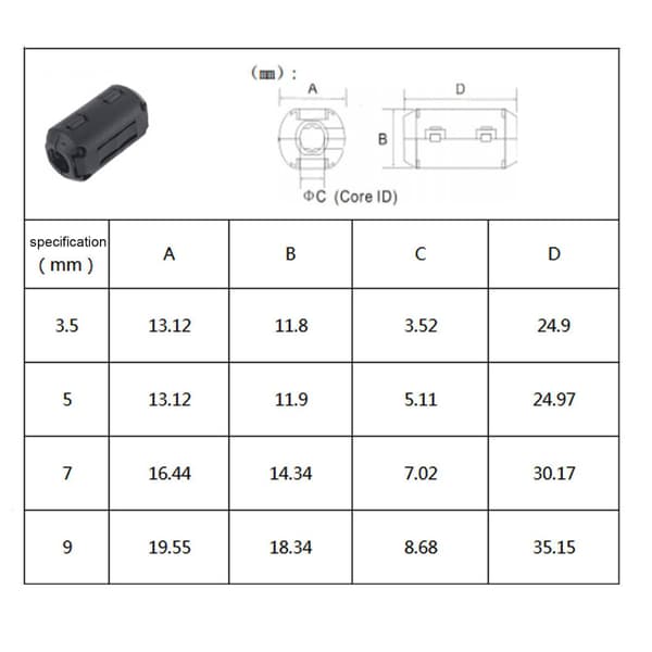 25 x Clip On Clamp Ferritkerne Ring Kit Kabelklemme til Bil DVR