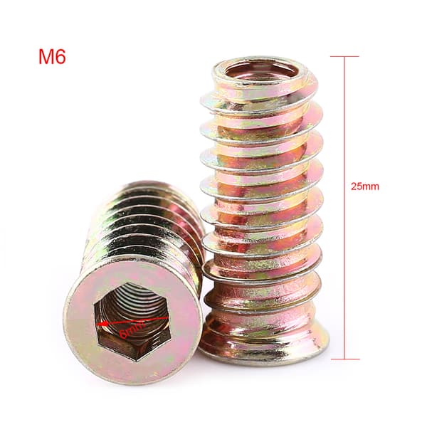 M6x25mm Puuhuonekalujen kuusiomutteri