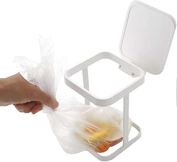 Mini Metal Trash Can with Lid, Small Garbage Bag Holder for Home, Kitchen, Office