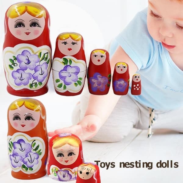 Matryoshka-dukke Stilig Nestingdukke 5-delt Nestingdukke, Håndlaget Tre-Nestingdukke