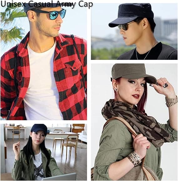 Solid Color Unisex Flat Cap (Army Green), Adjustable and Trendy