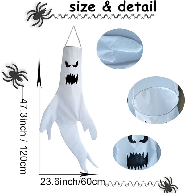 Halloween-dekorasjoner Spøkelsesvindstrømper Hengende Dekor for Hjem Ind