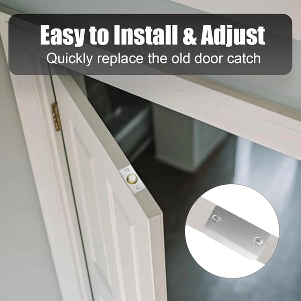 Magnetic Door Catch, Adjustable Strong Hidden Latch for French Double Doors and Wardrobe Doors, Silver, 2-Pack