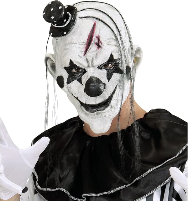 Killer klovnemaske med hår og minihue til voksne (20*29cm)