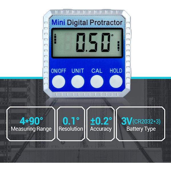 Digital magnetisk inklinometer LCD gradskive Mini vanntett Hori