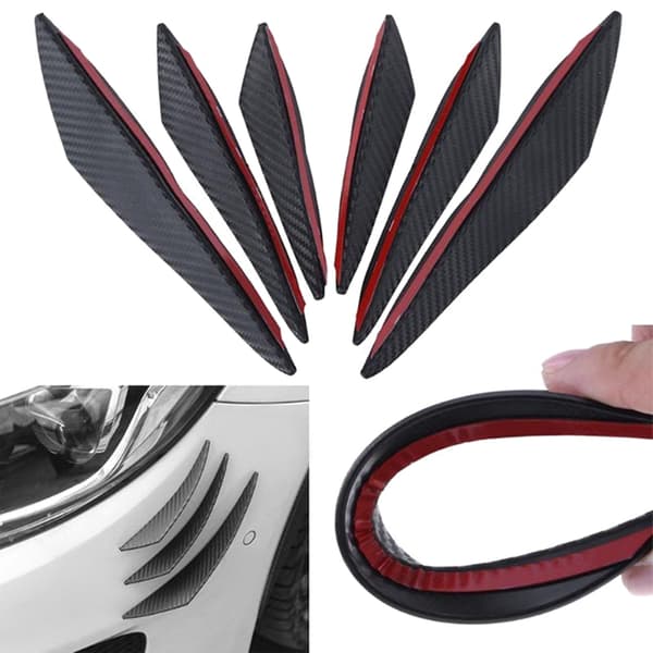 6 STK Front Bumper Diffuser Lip Sideskjørt Karbonfiberstil Karosserispoiler Universal Passform