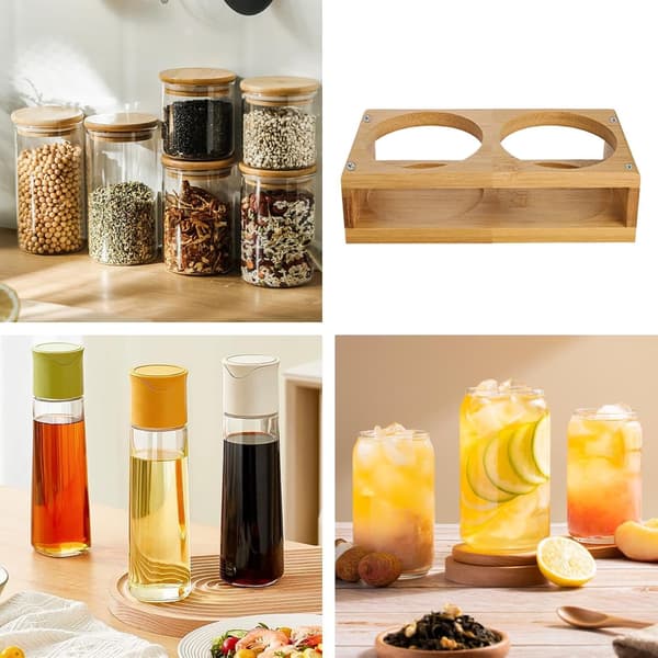 Glass Beverage Tray, Dual Compartment Serving Organizer, Versatile Cup Storage Rack, Kitchen Display Stand, Bedroom Spice Jar and Drink Holder, Acc