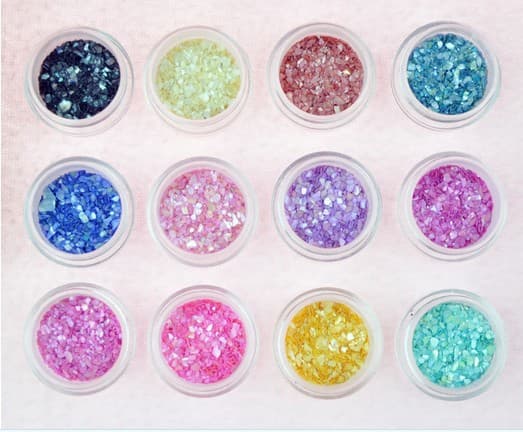 12 stk sæt med glitrende negle, glitrende pulver holografisk makeup