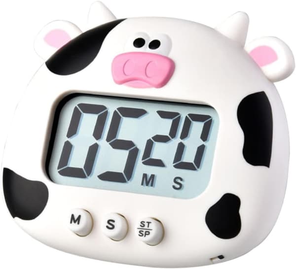 1 st Vit ABS Timer Alarmklocka Elektrisk Matlagningstimer Rolig Ko Flera Digitala Ugn Enkel Apparat