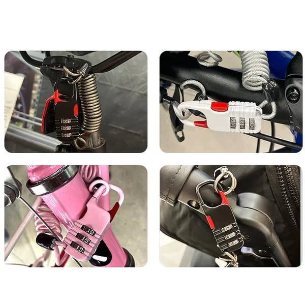Cykel- och Motorcykellås med 3-siffrig Kombination - Säkerhetskabel, Replås, Hjälmlås - 60 * 22mm