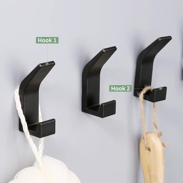 6 Pieces Self-Adhesive Hooks, Double Towel Hook for Bathroom, Self-Adhesive Wall Mount for Kitchen, Bathroom, Office, Wardrobe