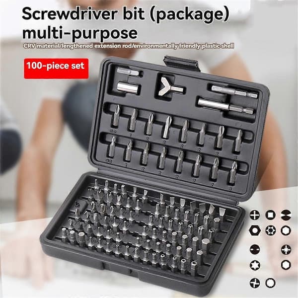 Multi Combo Kit Skrutrekker Bits Hodesett 100 Deler Bitsboks Hss Twist Borsett Trebearbeidingstilbehør