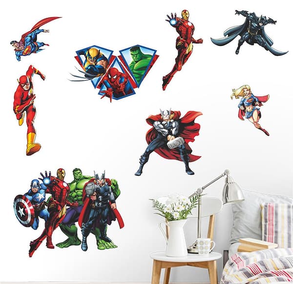 Avengers Iron Man Spider-Man Superman Hulk makuuhuoneen seinätarra