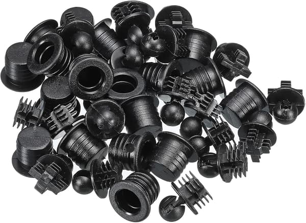 Højttalergrillstyr i plast, sort, diameter 10,6 mm, 20 stk.