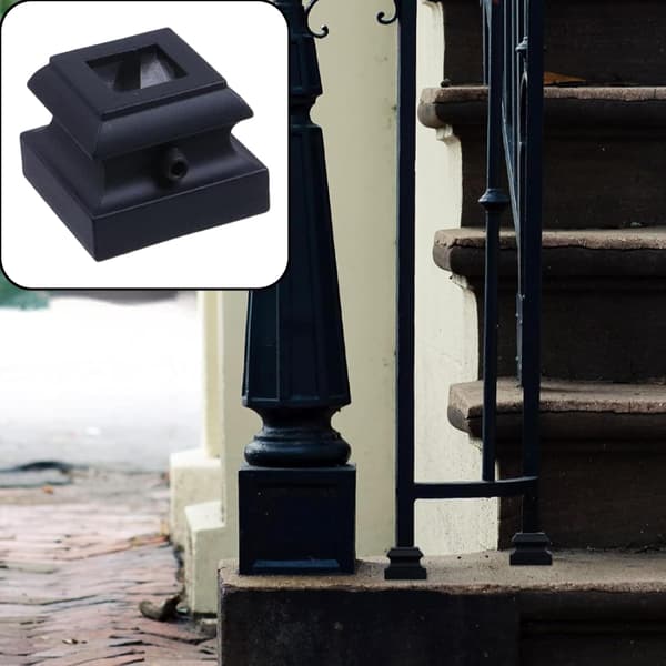 Trappeflad sko til 1/2 tomme firkantede balustre 48 stk. sort, balustersko