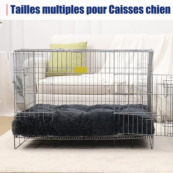Large Dog Bed, 95x65cm, Machine Washable Dog Cushion, Soft Plush Fabric, Non-Slip Base, Dark Grey