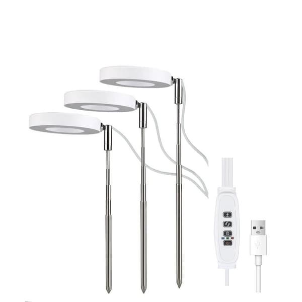 15W Adjustable Grow Light with Three Heads and Red and Blue Light, 3.5 inches
