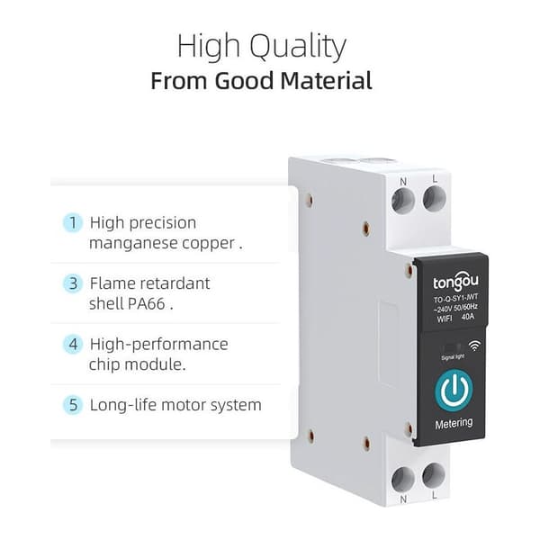 TUYA WIFI 1P 10A DIN Rail Smart Switch Circuit Breaker for Smart Home Wireless Remote Control Switch