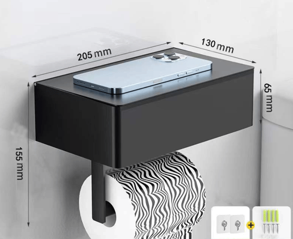 Toiletpapirholder med hylder - Dispenser til vådservietter og opbevaring