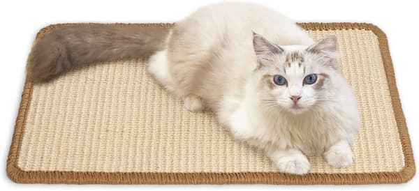 Cat Scratch Mat, 40 x 30 cm Natural Sisal Cat Scratch Mats, Horizontal Cat Floor Scratch Pad Mat, Protect Carpets and Sofas - Beige