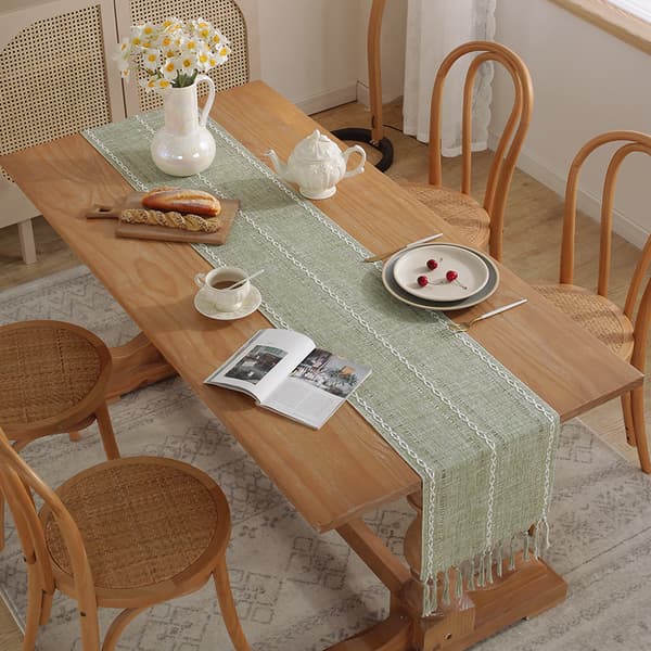 Bordløper, Bordløper i bohemisk stil, 33 x 120 cm, Grønn, Polyester, Rustikk Gårdshusstil Ta
