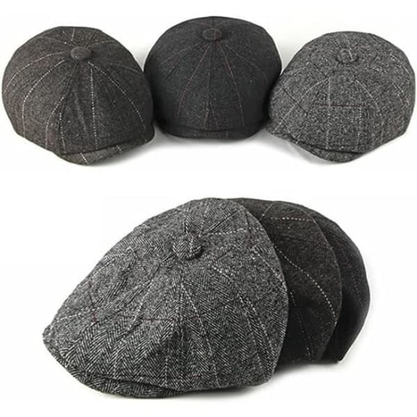 Adjustable Herringbone Flat Cap, Newsboy Cap