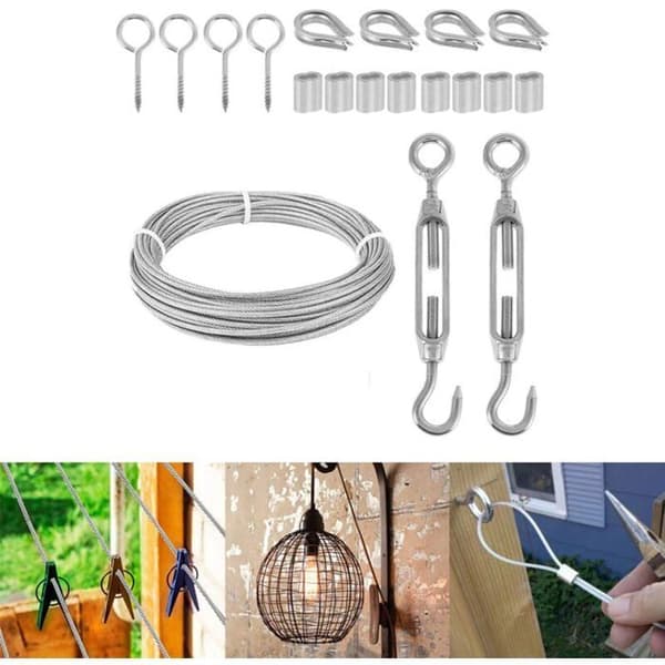 15M3Mm Rustfri Stålwire Kit med PVC-belægning til Klatreplanter Havehegn PZCC