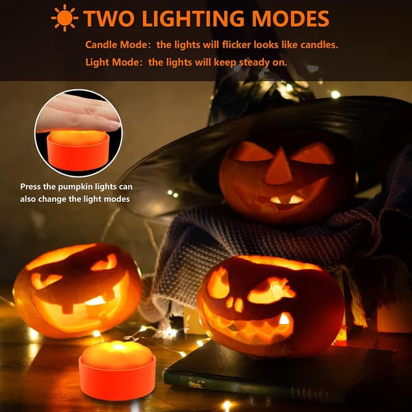 Halloween LED-pumpabelysning utomhus med fjärrkontroll och timer, batteridriven
