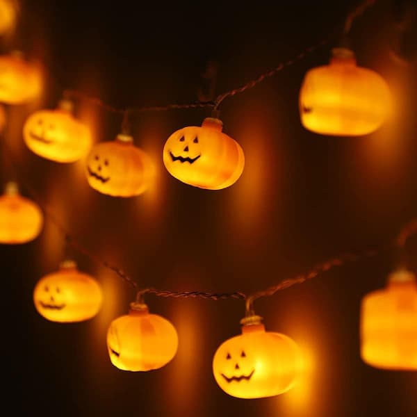 Halloween-lys gresskar, batteridrevet dekorasjon, 3 meter