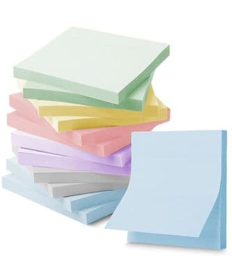 Post-it-lapper, 7,6 x 7,6 cm, 12 blokker, Morandi-fargede post-it-lapper, selvklebende notatblokker - Morandi