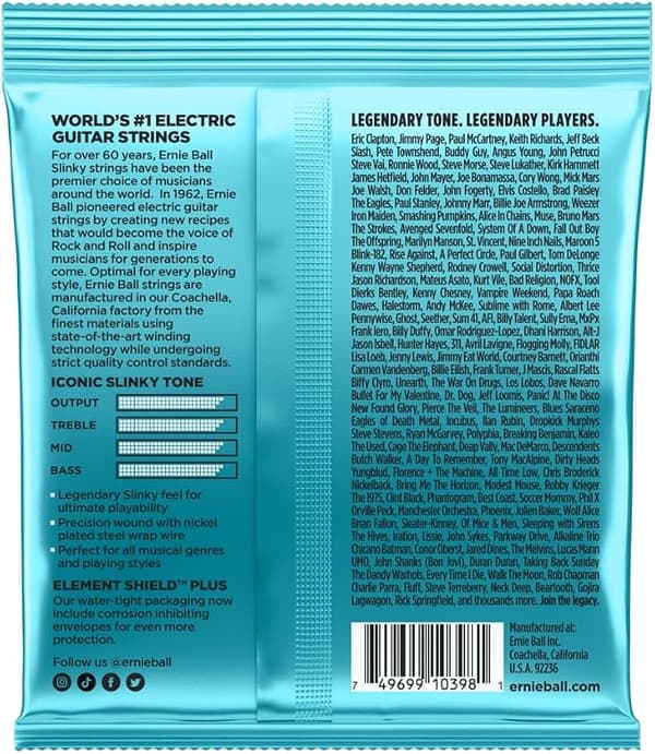 Ernie Ball Mighty Slinky nickelpläterade strängar för elgitarr, storlekar 8.5-40 (P0228) Mighty (8.5-40) Mighty (8.5-40)
