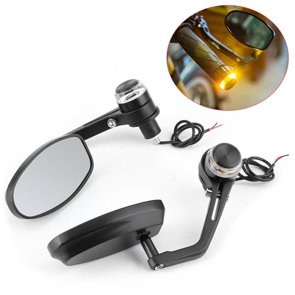 2 stk. 7/8-tommer Universal Motorcykelspejle med Blinklys
