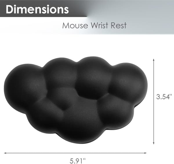 Håndledsstøttepude til mus Ergonomisk Blødt PU Læder Memory Foam Smertelindring til Håndleddet Musemåtte med Skridsikker Base (Sort)