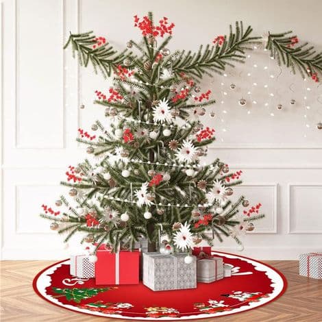 Juletræstæppe, 90 cm diameter, boligindretning, tilbehør til julefrokostdekoration (Stil 3)