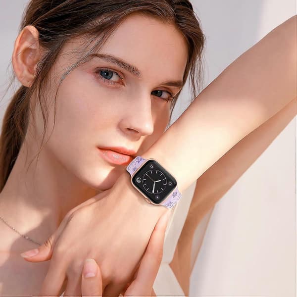 1. kompatible Apple Watch damearmbånd, søtt blomstrete iWatch-armbånd