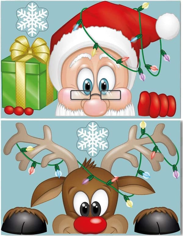 Christmas Window Decals Static Clings Removable Vinyl Santa Claus