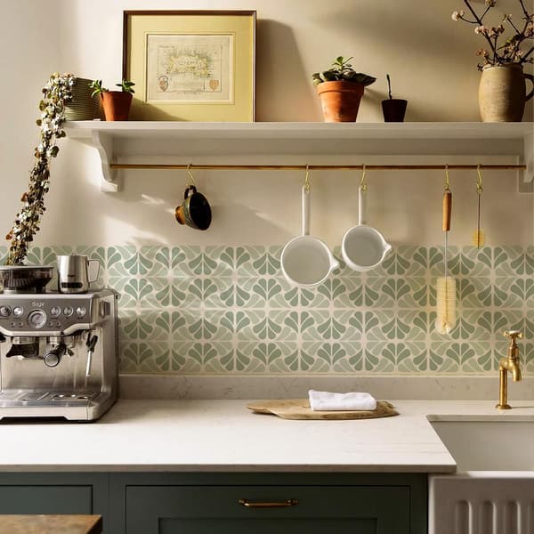 25-pack Tile Stickers, 20 cm, Sage Green, Self-Adhesive, for Kitchen or Bathroom Tiles
