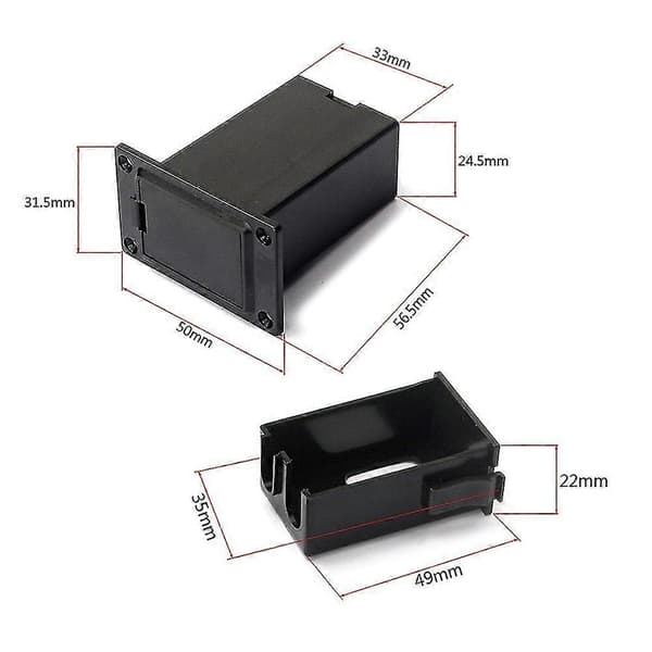 9V Batteriholder Rum til Akustisk Guitar Bas Pickup Sort