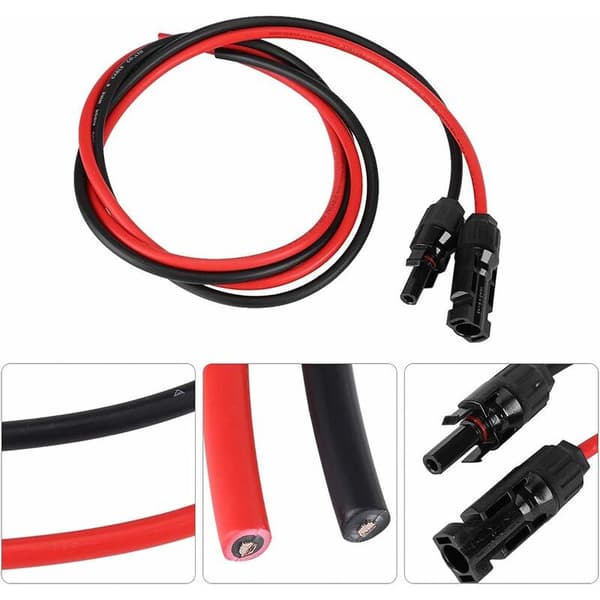 12 AWG Solar Panel Extension Cable - 5m with MC4 Connectors - Weatherproof - Copper for Improved Connection