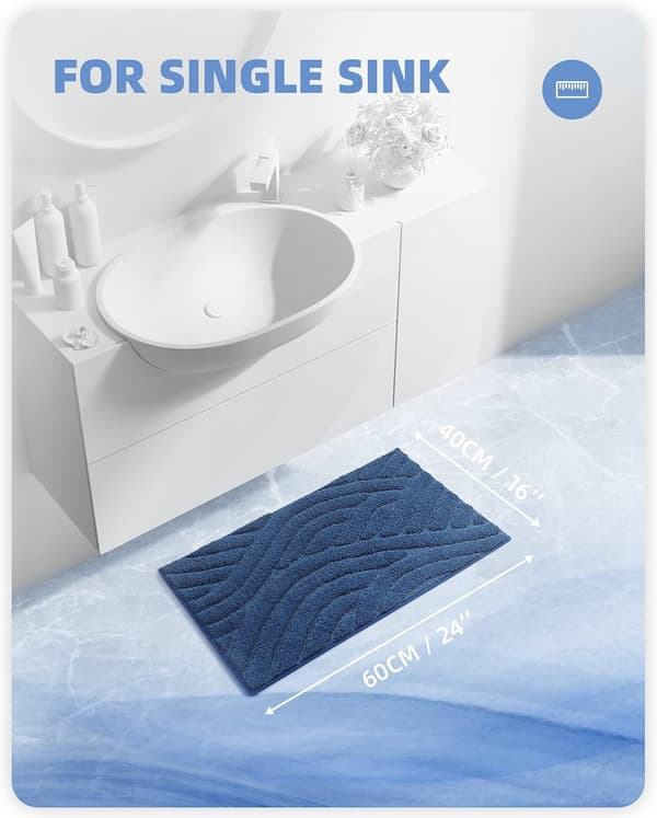 Farve (Blå) Absorberende Bademåtte 40x60cm, skridsikker badeværelsesmåtte, M