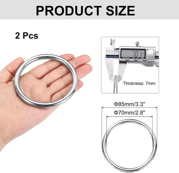 Svejsede runde metalringe, sølvringspænder, hardwaretaskeringe i rustfrit stål til nøgleringe, hundehalsbånd 2 1/2\" size_name fit for 4 Batteries