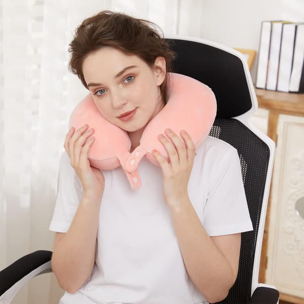 (Rosa) Rejsetaske Nakkepude, Bedste Memory Foam Flypude til H